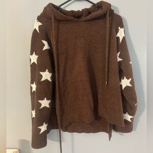 Cozy Brown Star Sweater with Hood